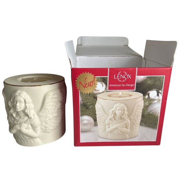 Lenox Radiant Light Angel Votive Candle Holder Ivory Porcelain With Gold Trim - Picture 4 of 7